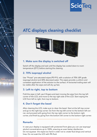 ATC displays cleaning checklist